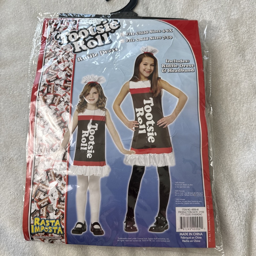 GIRLS TOOTSIE ROLL CANDY TANK DRESS HALLOWEEN COSTUME M FIT 4-6X